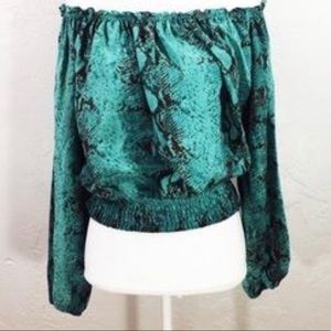 Silk snakeskin Print off the shoulder Blouse
